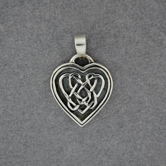 Sterling Silver Antiqued Celtic Heart Pendant