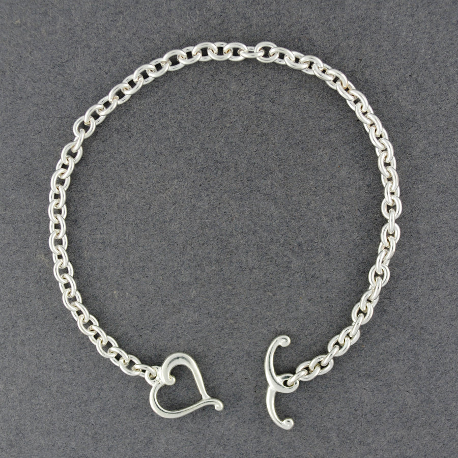 Sterling Silver Heart Toggle Bracelet