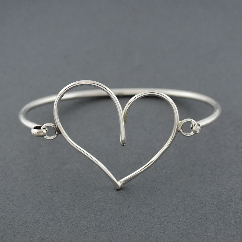Sterling Silver Heart Closure Cuff Bracelet