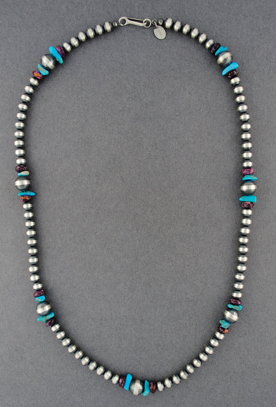 Sterling Silver Beaded Turquoise and Spiny Oyster Necklace