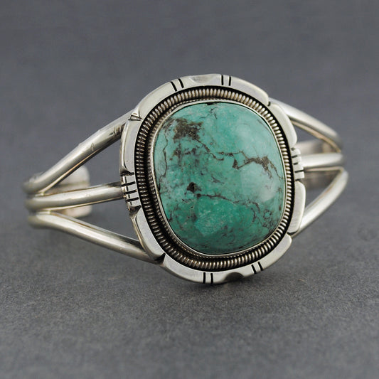 Sterling Silver Turquoise Triple Band Cuff Bracelet