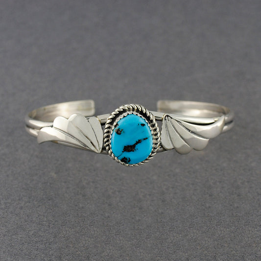 Sterling Silver Turquoise with Wings Cuff Bracelet