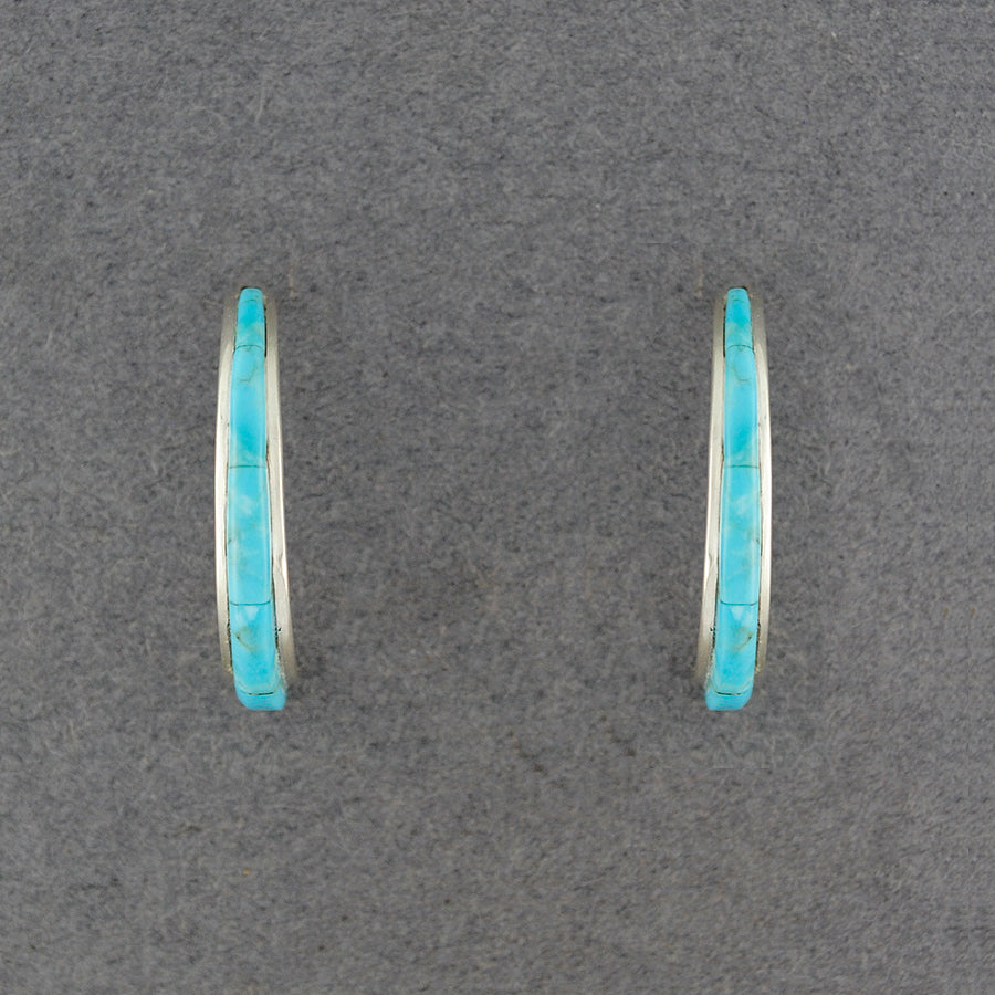 Sterling Silver Turquoise Inlay Hoop Earrings