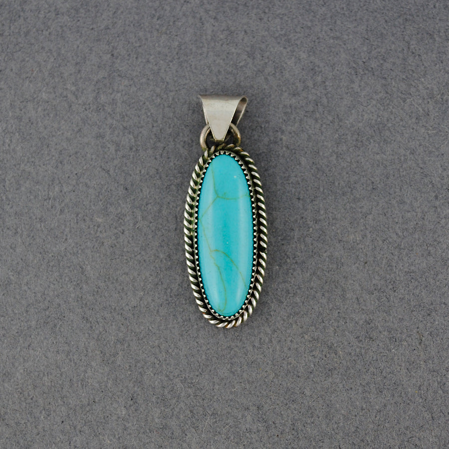 Sterling Silver Turquoise Oval Pendant