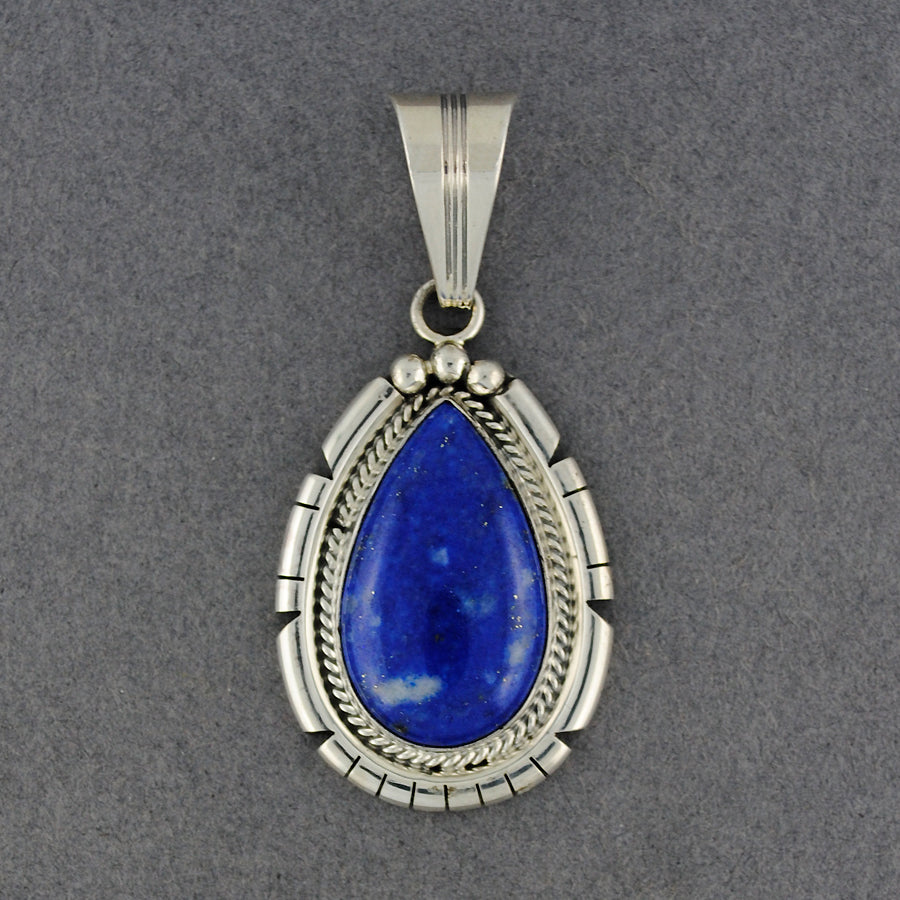 Sterling Silver Lapis Detailed Teardrop Pendant