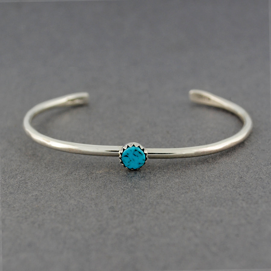 Sterling Silver Turquoise Small Circle Cuff Bracelet