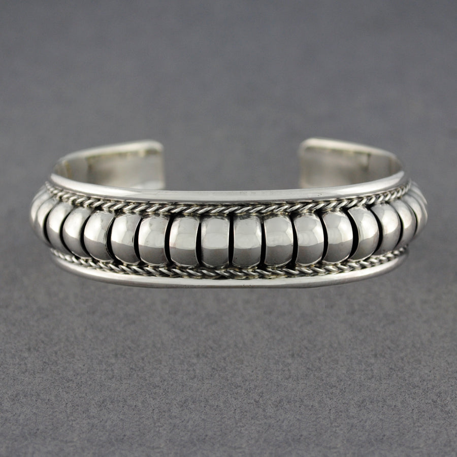 Sterling Silver Ribbed Melon Cuff Bracelet