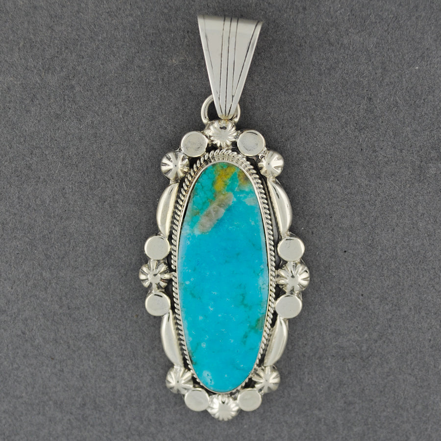 Sterling Silver Turquoise Oval Dots And Stars Pendant