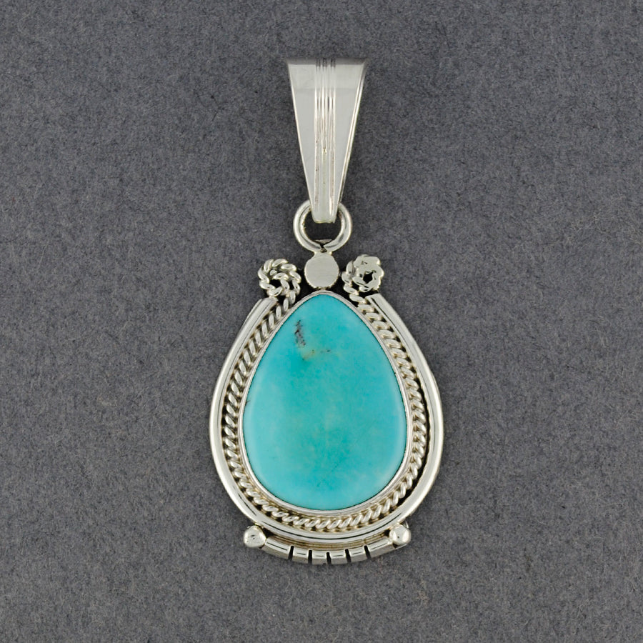 Sterling Silver Turquoise Twisted Teardrop Pendant