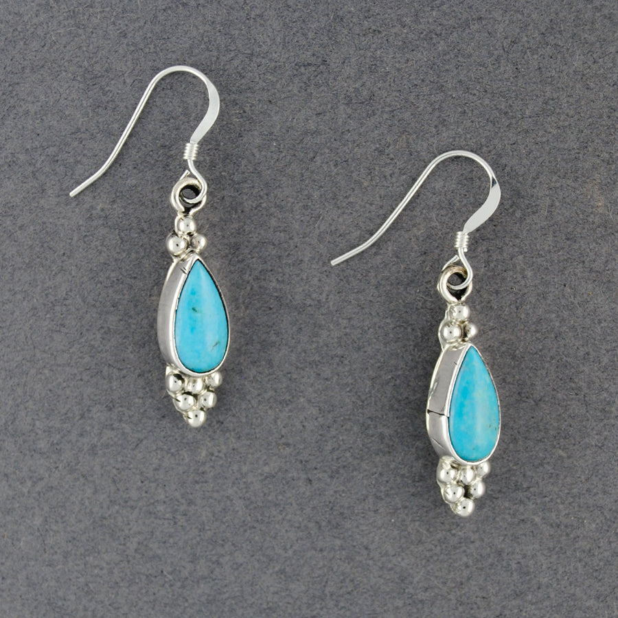 Sterling Silver Turquoise Dotted Teardrop Earrings