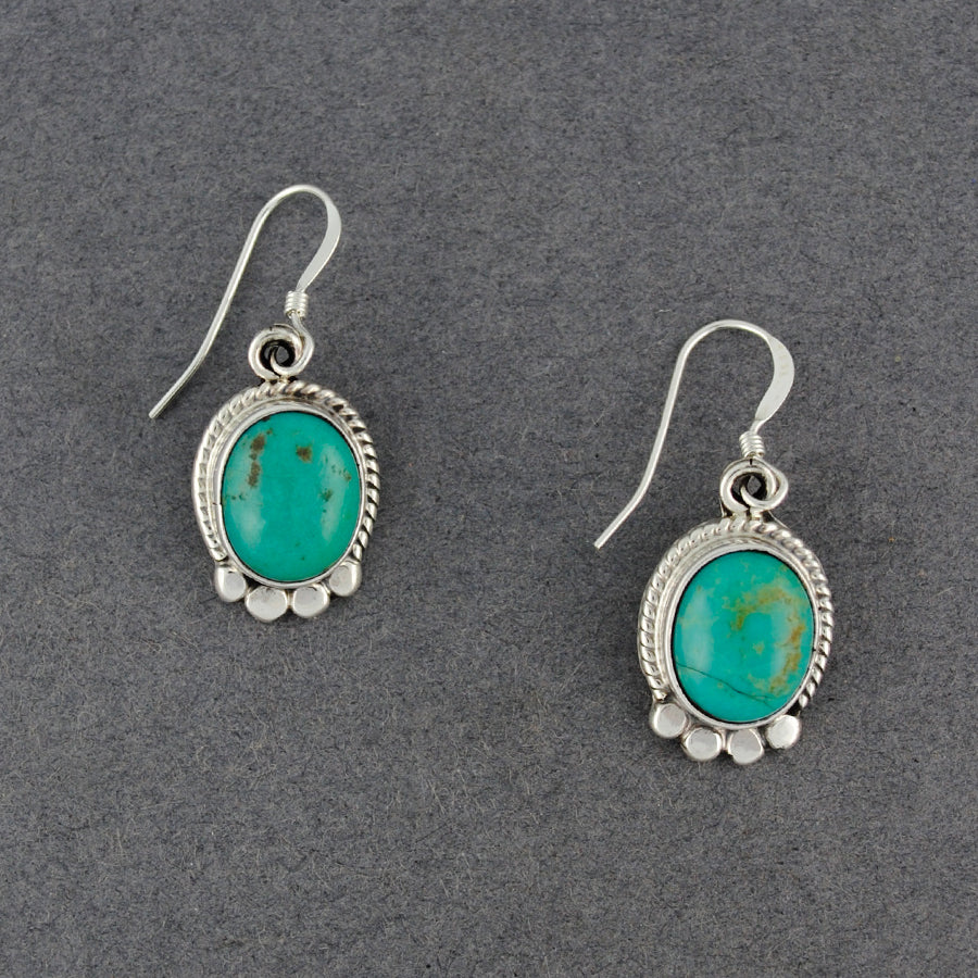 Sterling Silver Turquoise Dotted Oval Earrings