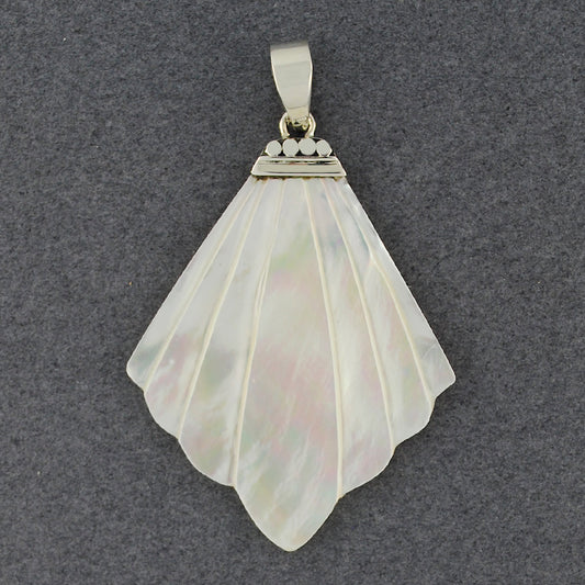 Mother of Pearl Carved Fan Pendant