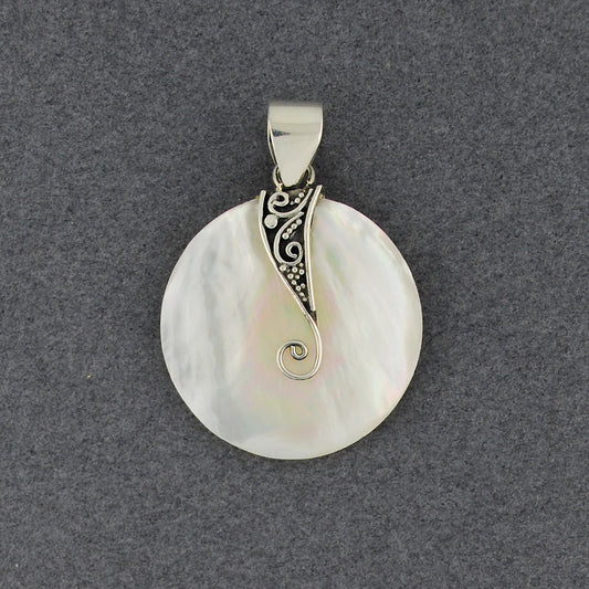 Mother of Pearl Antiqued Swirl Pendant