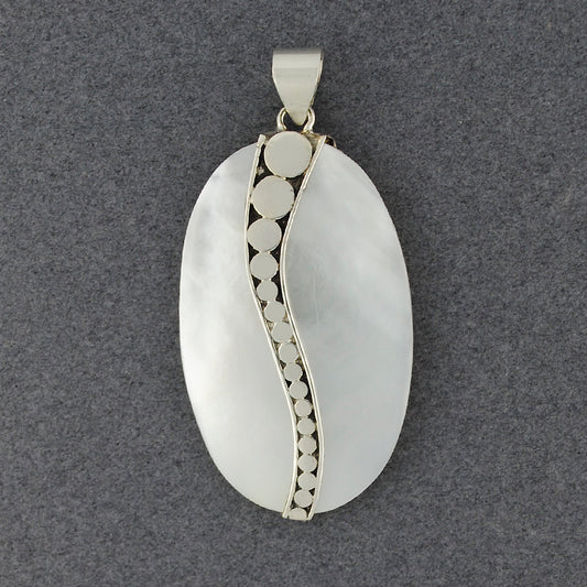 Mother of  Pearl Oval Dotted Wave Pendant