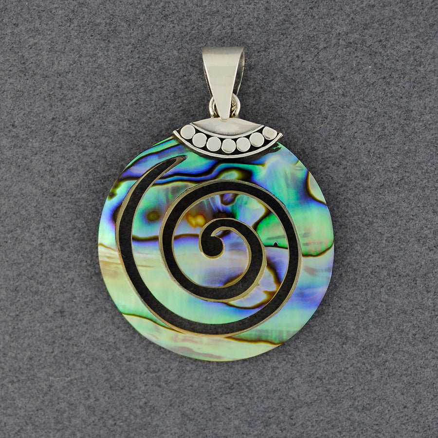 Abalone Dotted Cut Spiral pendant