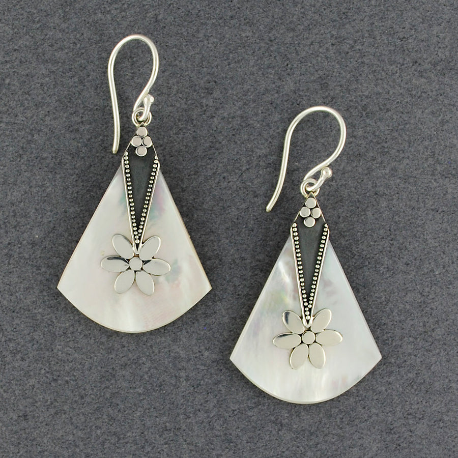 Mother of Pearl Triangle With Flower Earrings