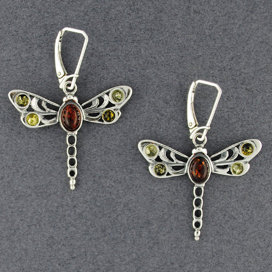 Multi Amber Large Dragonfly Earrings