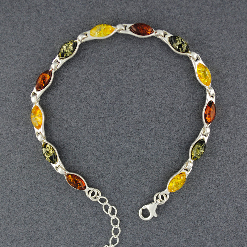 Multi Amber Linked Marquis Bracelet