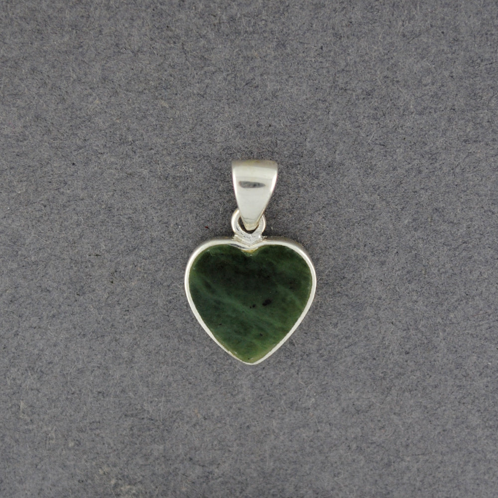 Sterling Silver Alaskan Jade Heart Pendant