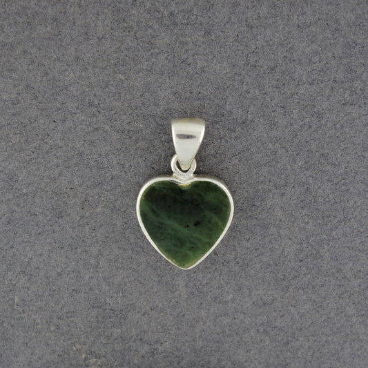 Sterling Silver Alaskan Jade Heart Pendant
