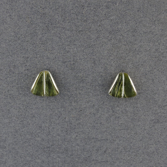 Sterling Silver Alaskan Jade Split Triangle Post Earrings