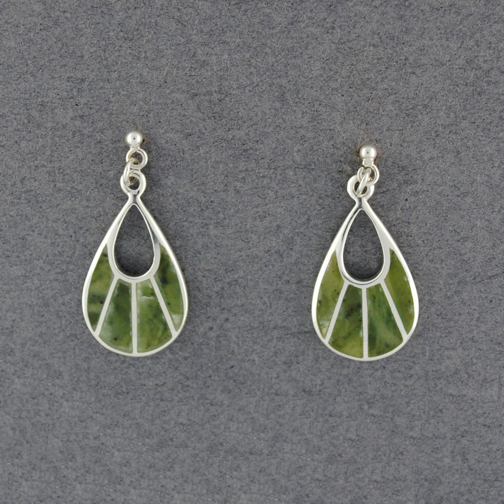 Sterling Silver Alaskan Jade Mosaic Teardrop Earrings