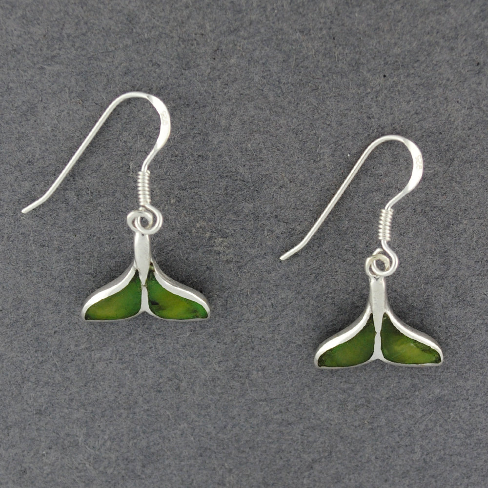 Sterling Silver Alaskan Jade Whale Tail Earrings