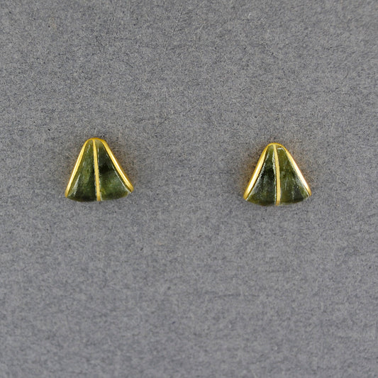 Gold Vermeil Alaskan Jade Split Triangle Post Earrings