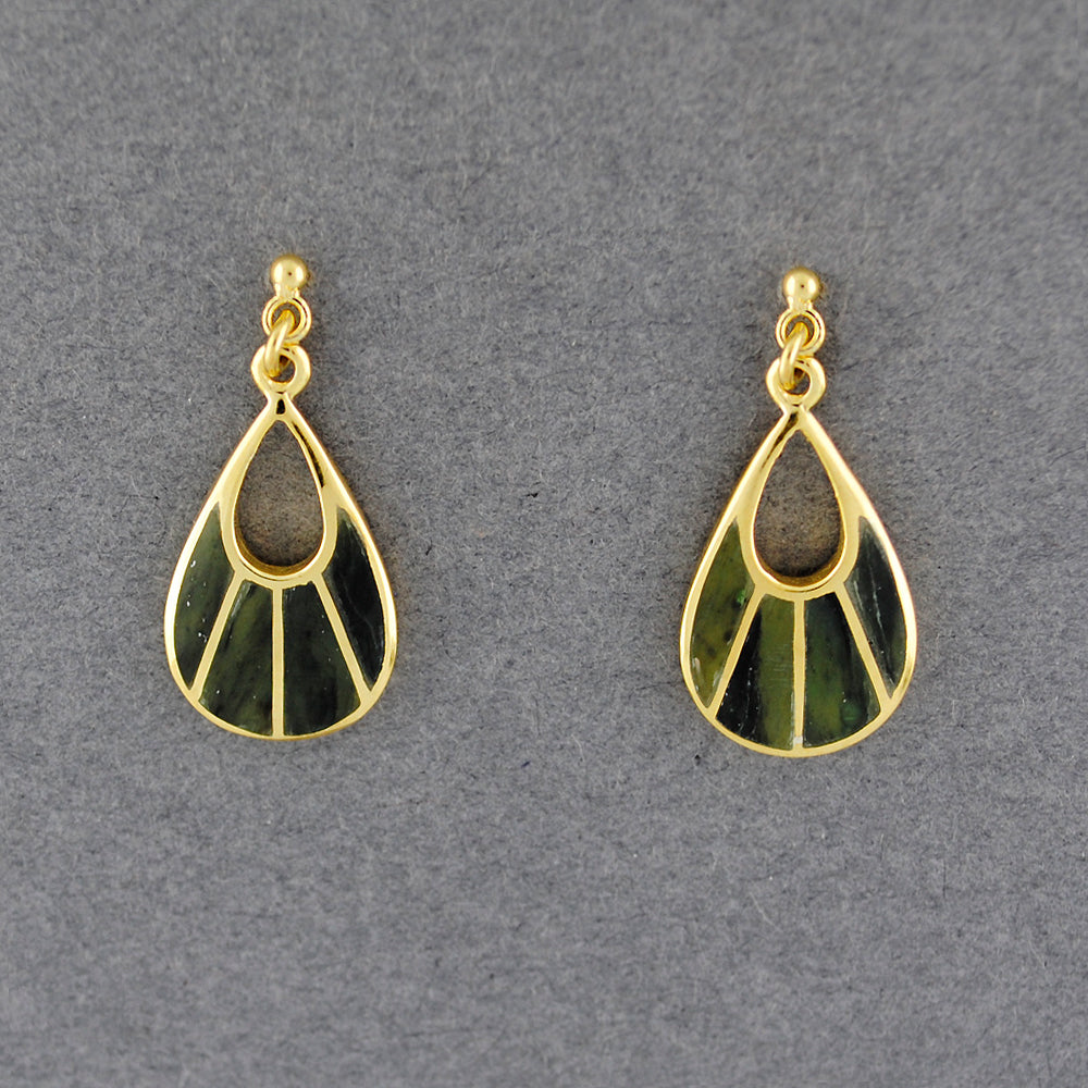 Gold Vermeil Alaskan Jade Mosaic Teardrop Earrings