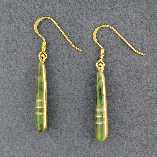 Gold Vermeil Alaskan Jade Mosaic Drop Earrings