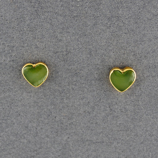 Gold Vermeil Alaskan Jade Heart Post Earrings