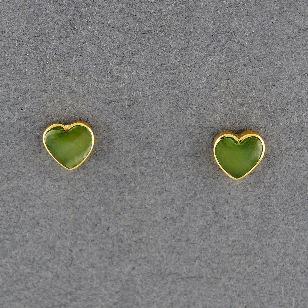 Gold Vermeil Alaskan Jade Heart Post Earrings