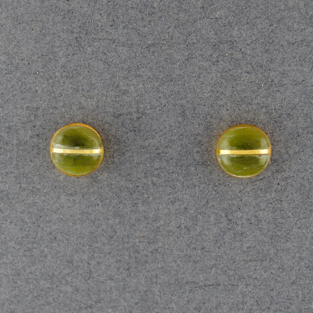 Gold Vermeil Alaskan Jade Split Circle Post Earrings