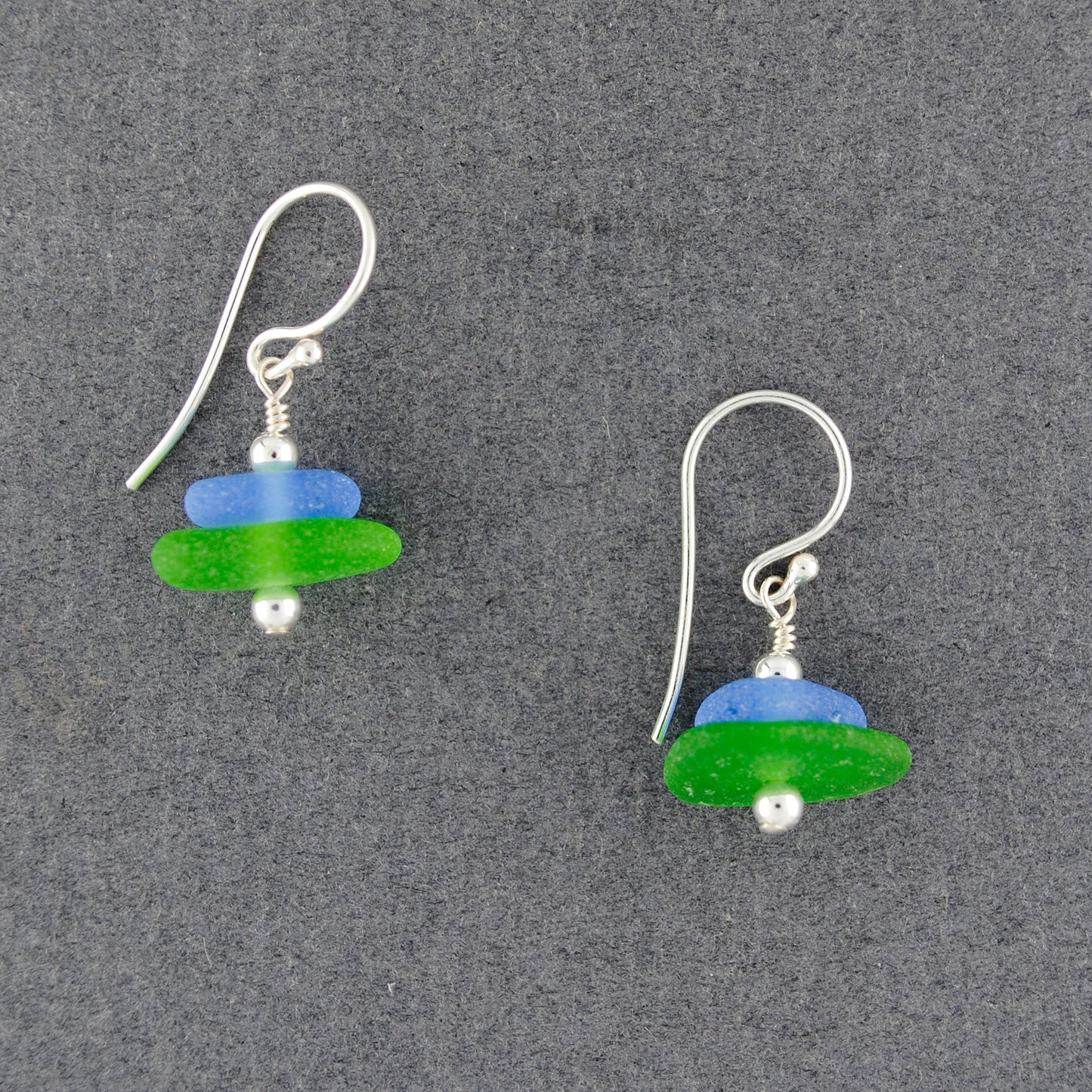 Sterling Silver Ocean Sea Glass Stack Earrings