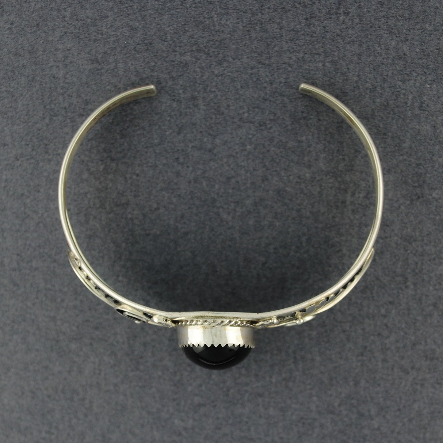 Sterling Silver Onyx Feathers & Furls Cuff Bracelet