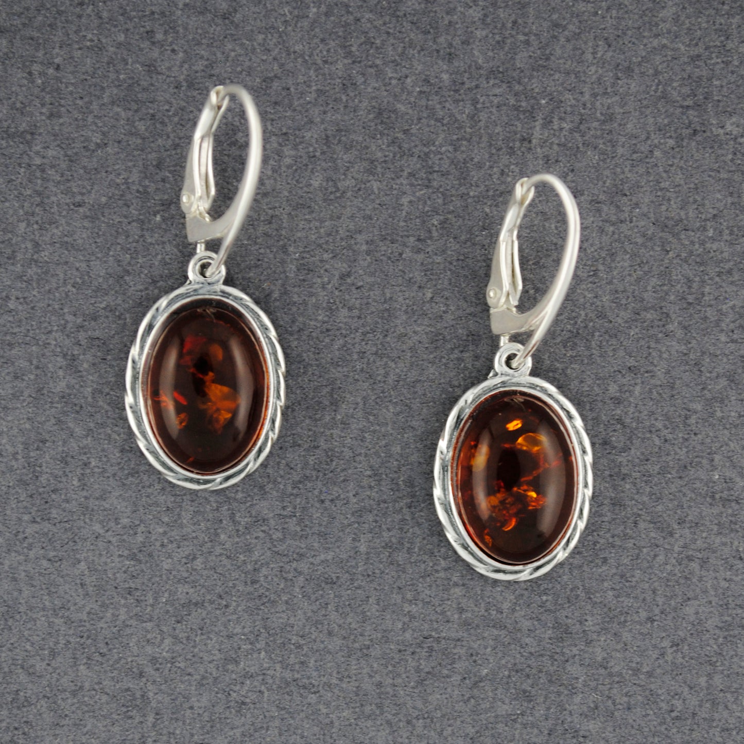 Amber Large Oval Earrings with Twist Bezel