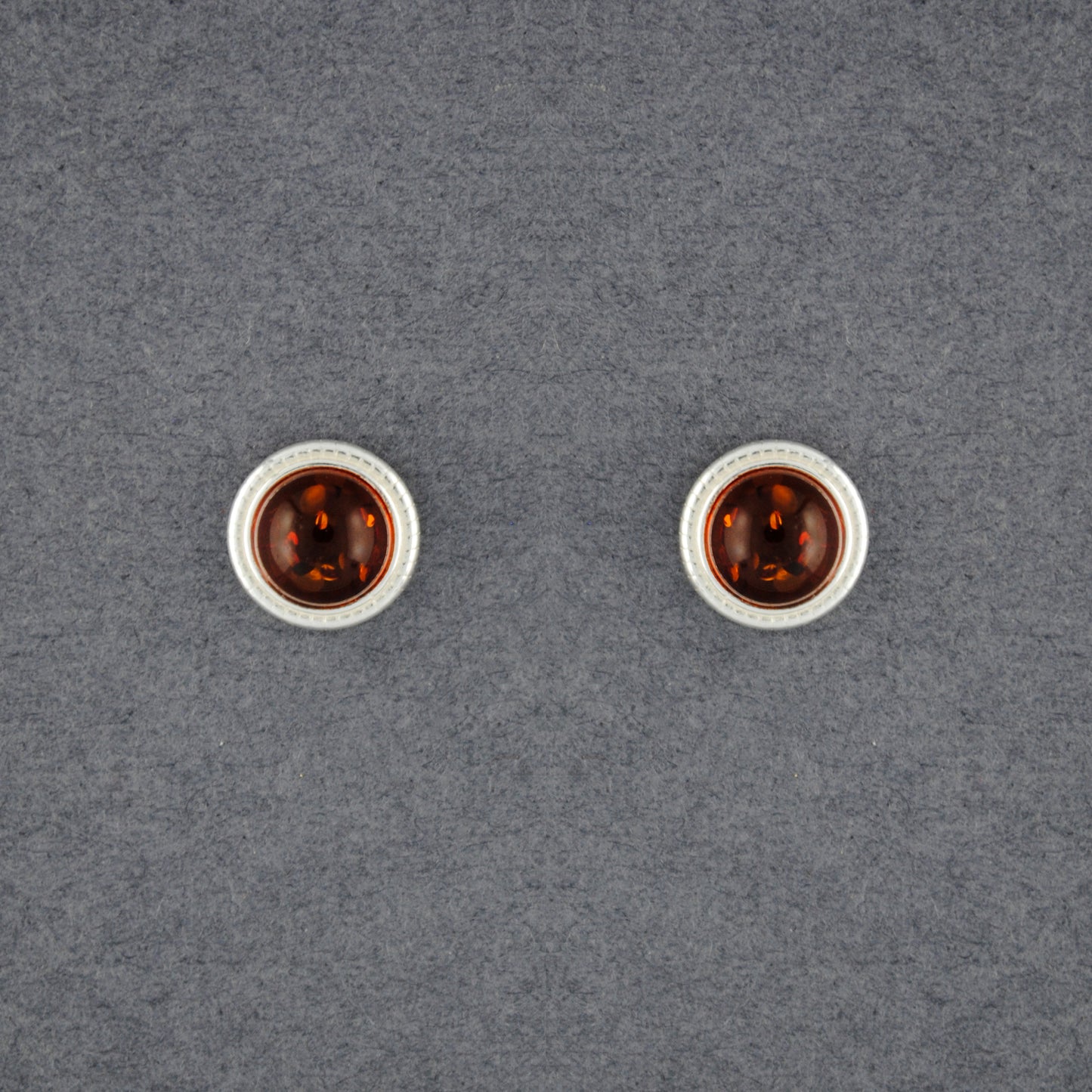 Amber Circle with Lined Bezel Post Earrings