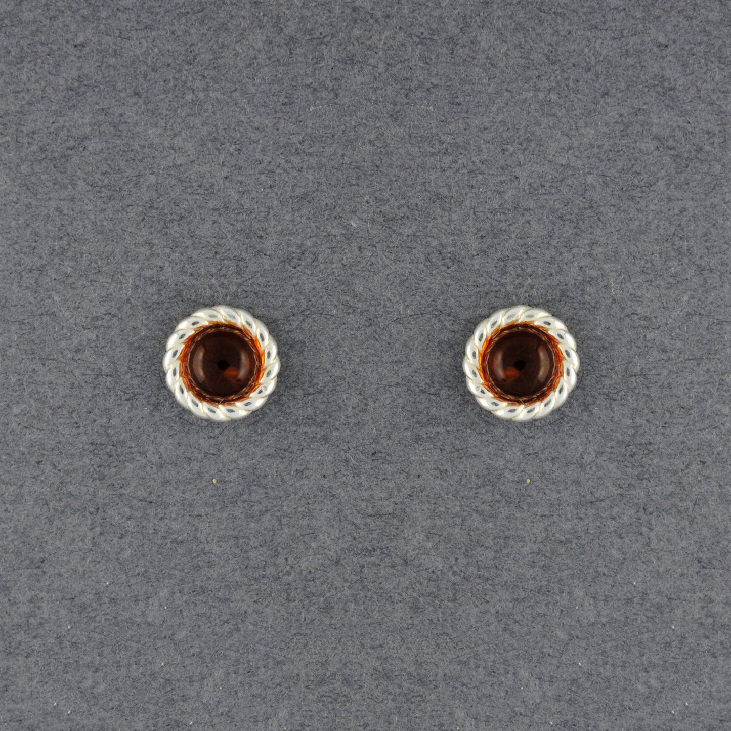 Amber Circle with Rope Bezel Post Earrings