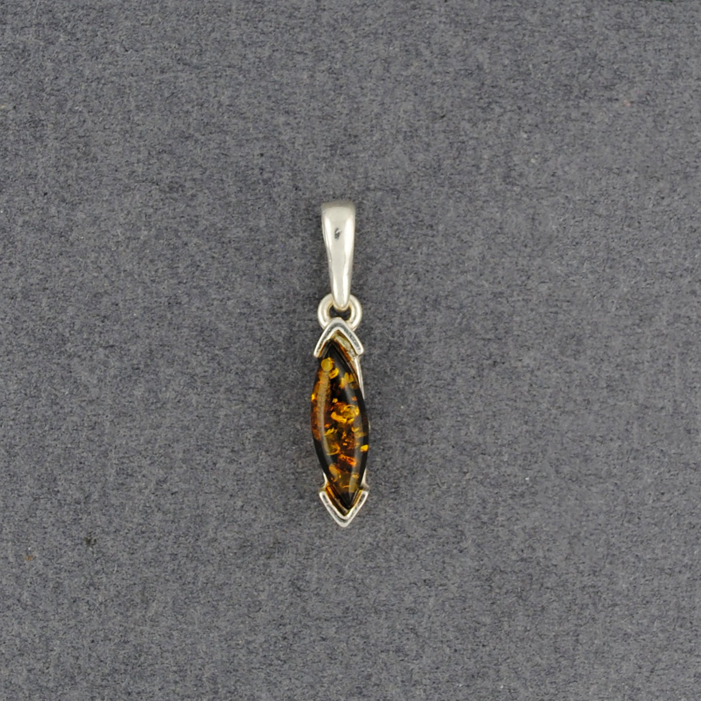 Green Amber Small Marquis Pendant