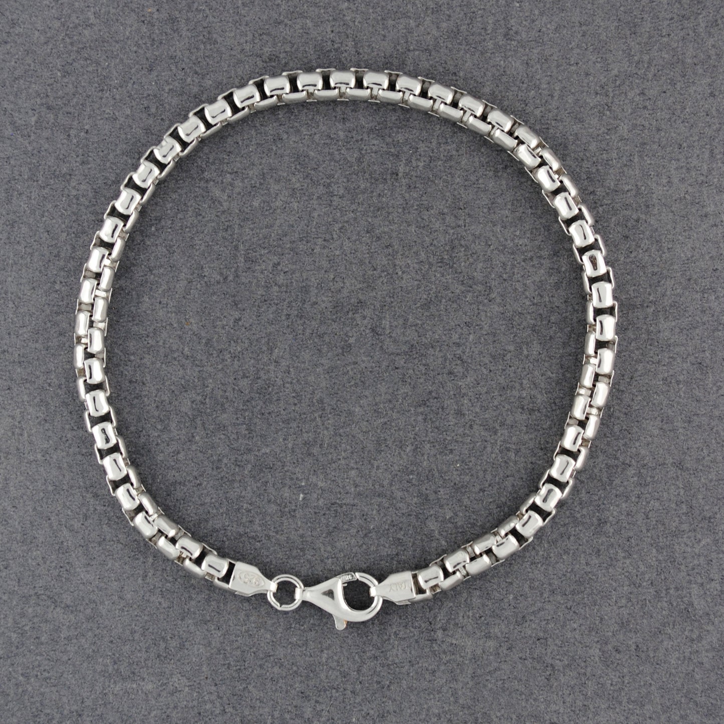 Sterling Silver Men's Italian Round Box Bracelet