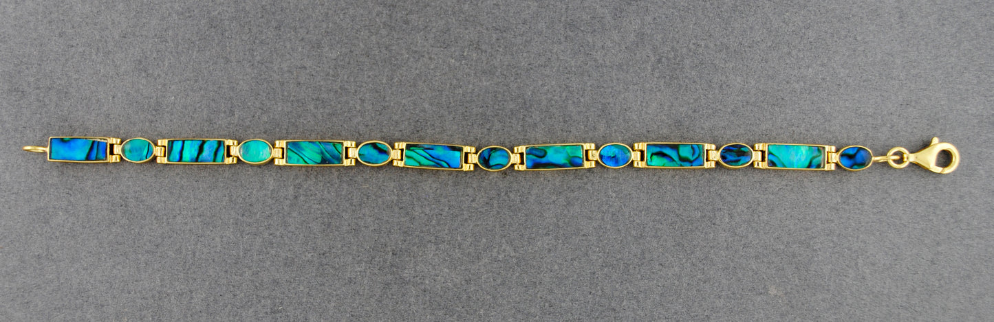Gold Vermeil Paua Oval & Rectangle Link Bracelet
