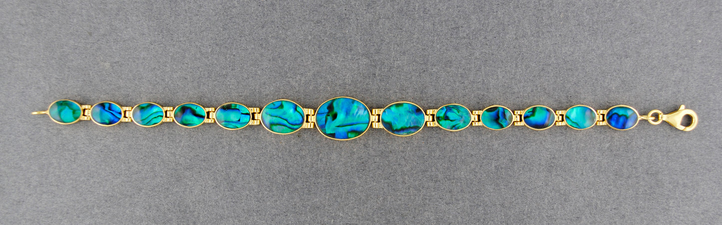Gold Vermeil Paua Graduated Oval Link Bracelet