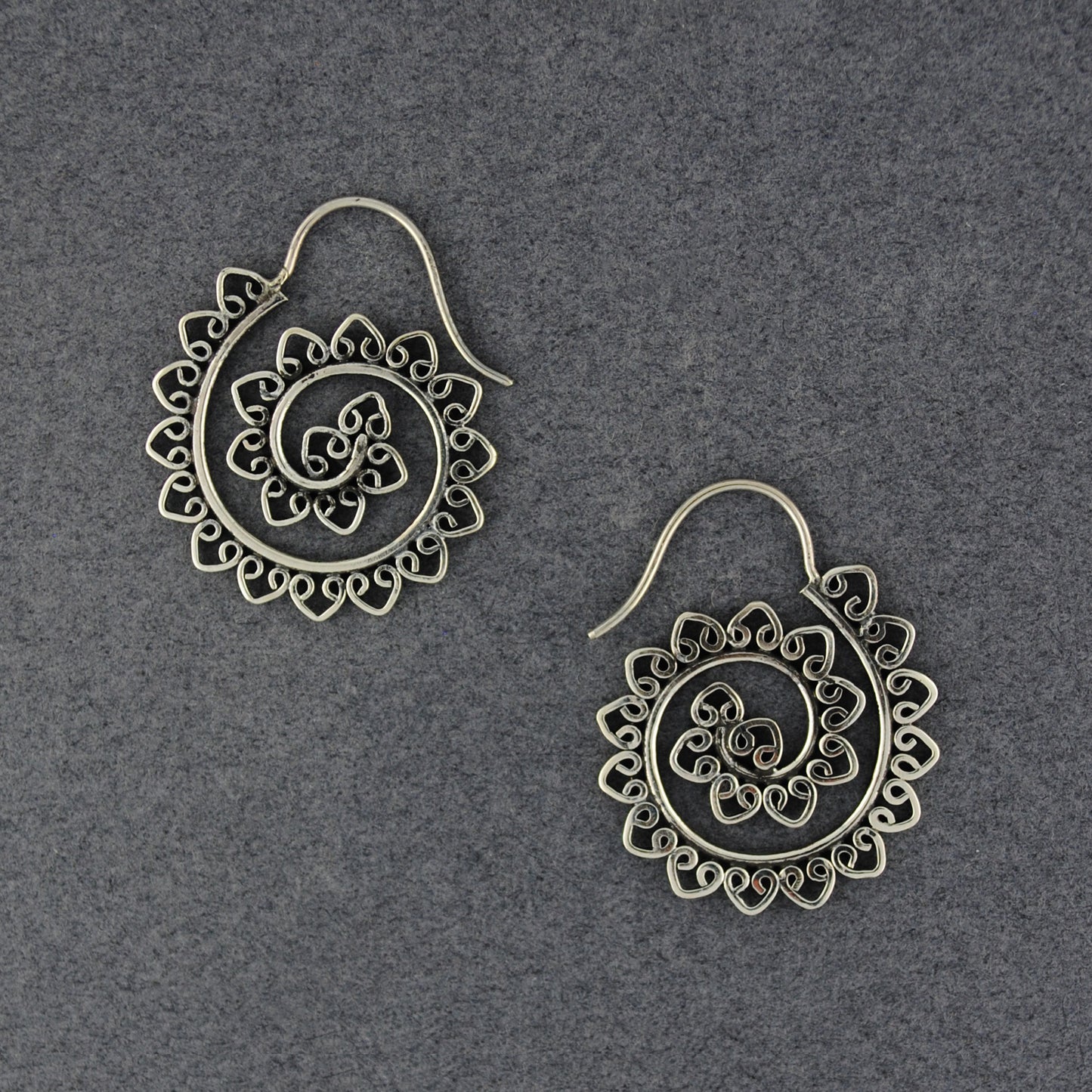 Sterling Silver Lotus Petal Spiral Hoop Earrings