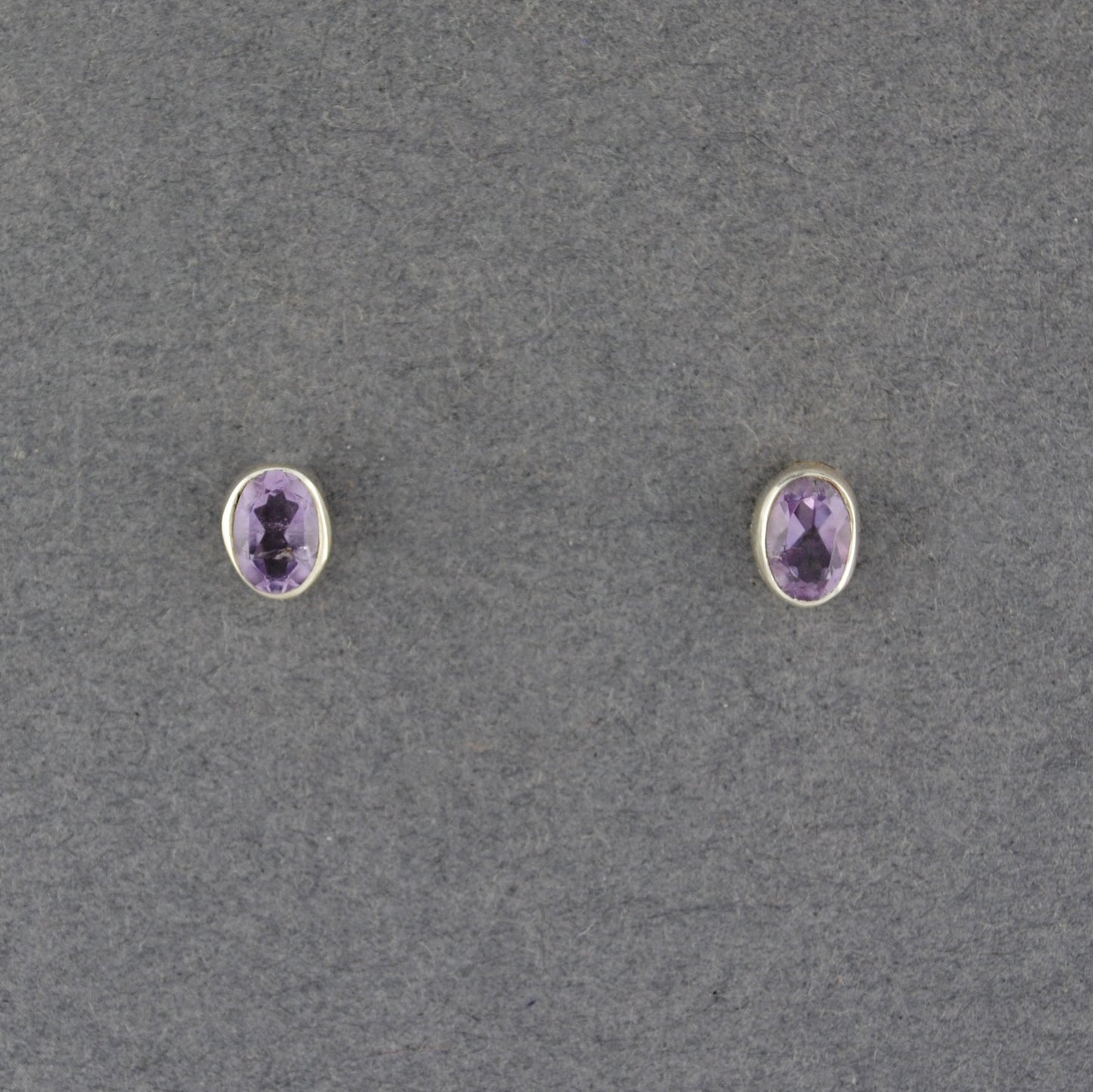 Amethyst Oval Post Earrings