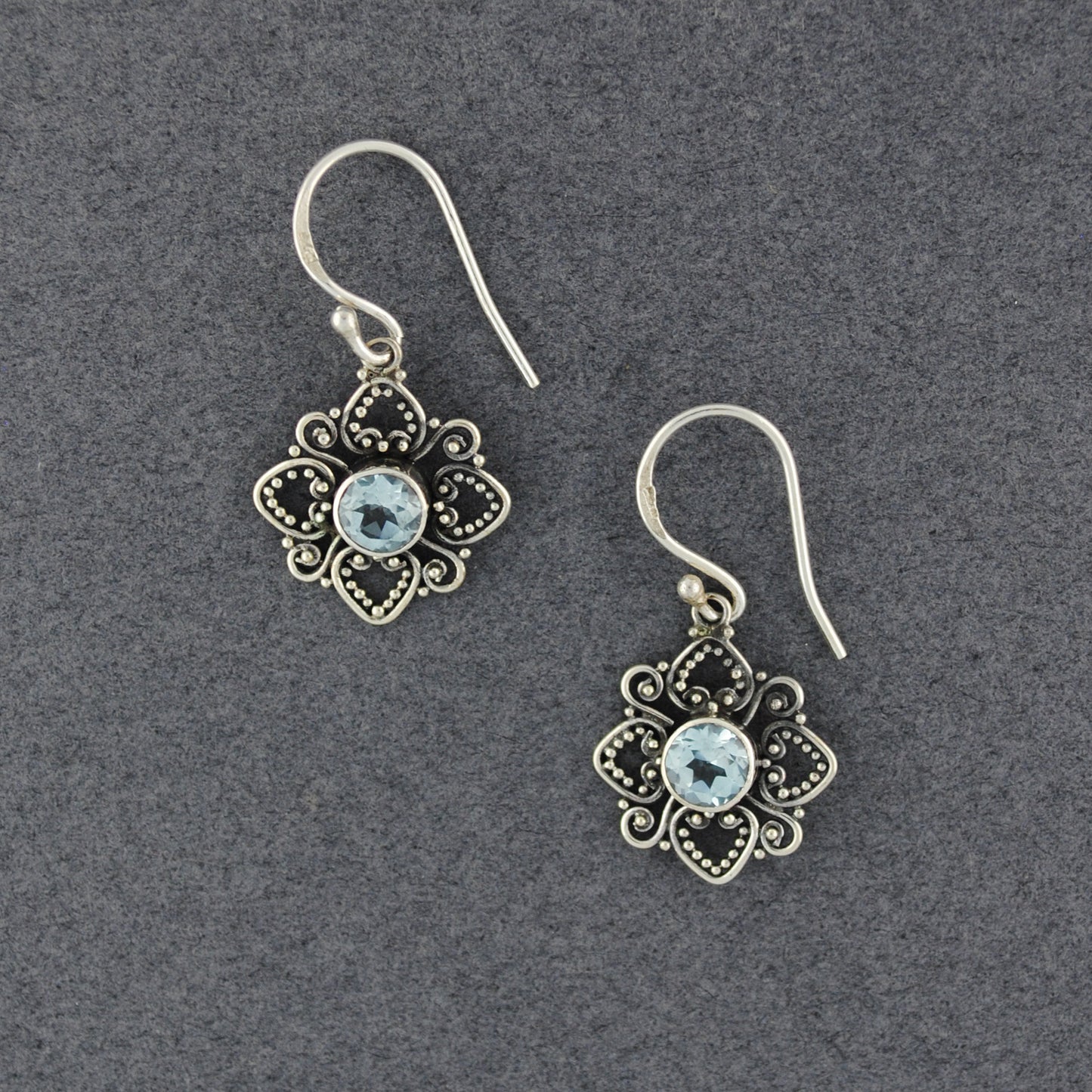 Blue Topaz Flower Earrings
