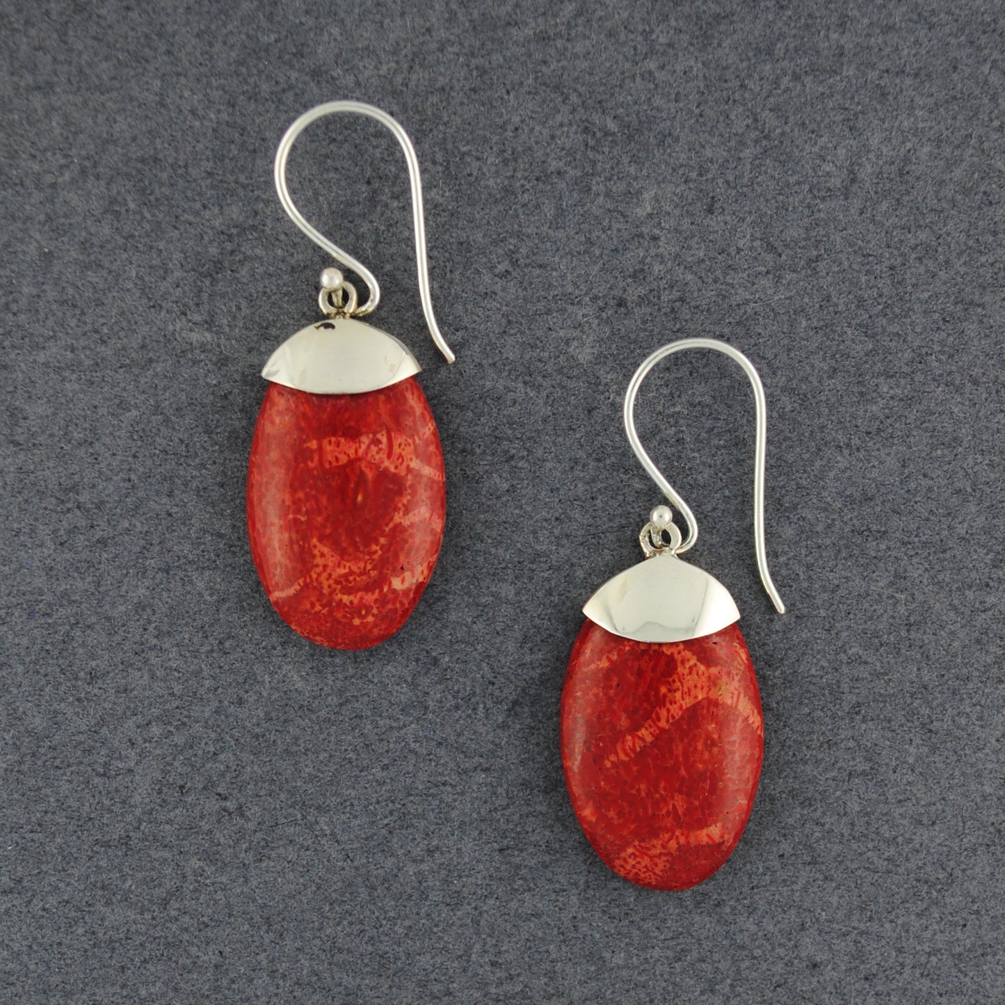 Coral Simple Oval Earrings