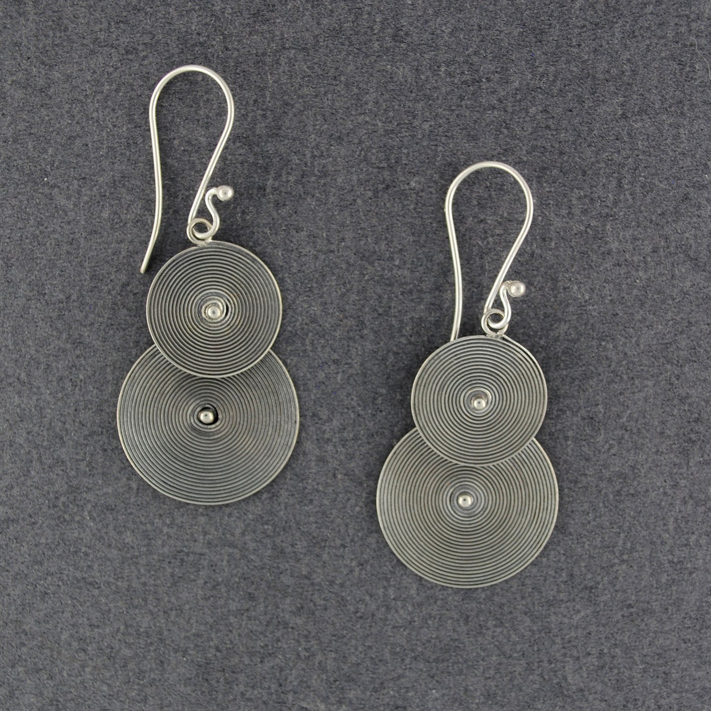 Sterling Silver Two Lined Circles Earrings