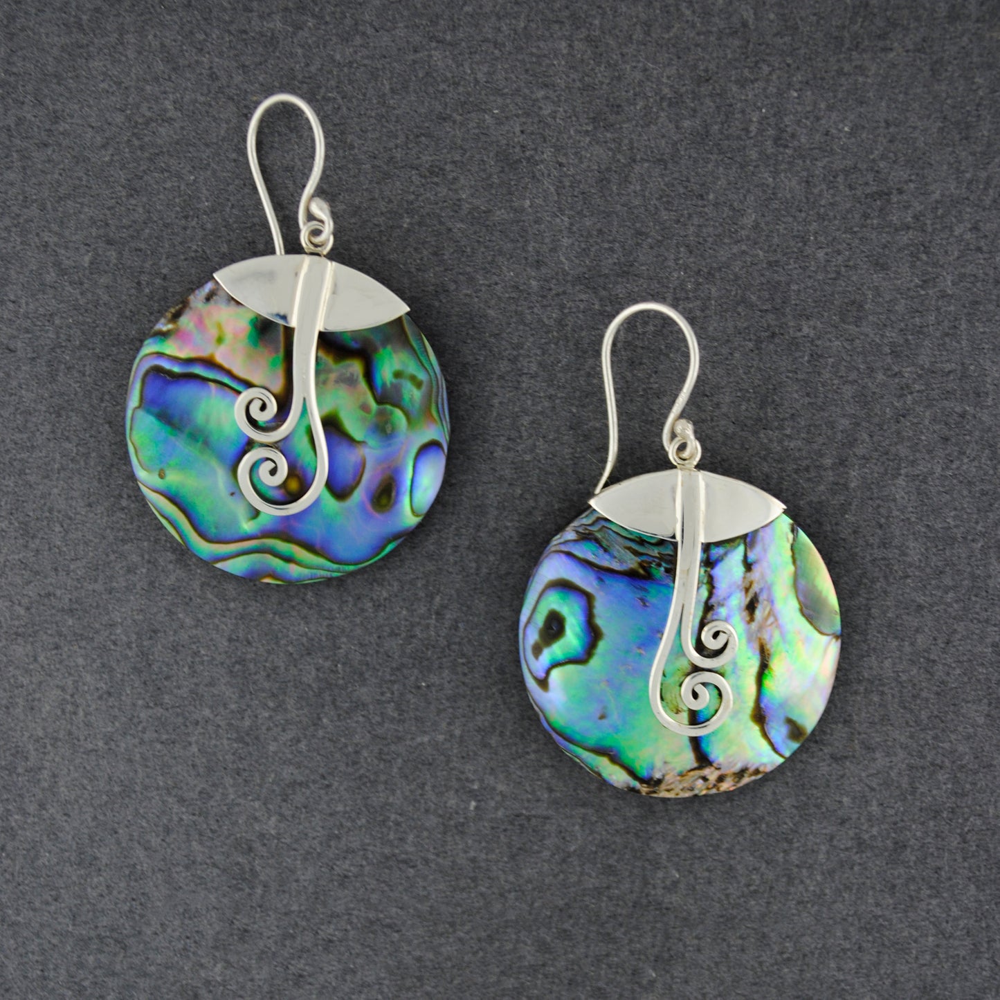 Abalone Large Circle with Spirals Earrings
