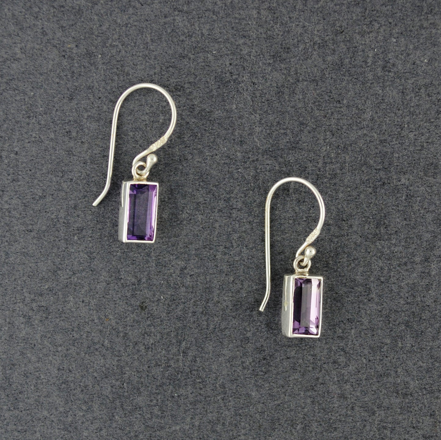 Amethyst Faceted Rectangle Earrings