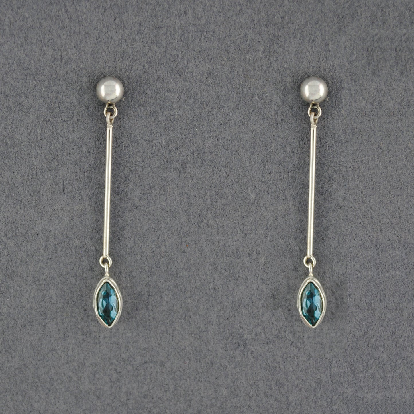 Blue Topaz Marquee Long Drop Earrings